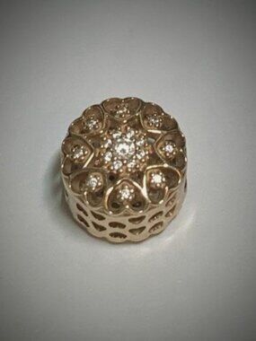 RARE Pandora "Hearts of Gold" Spacer Charm - Solid 14K Gold CZ Retired #750841CZ